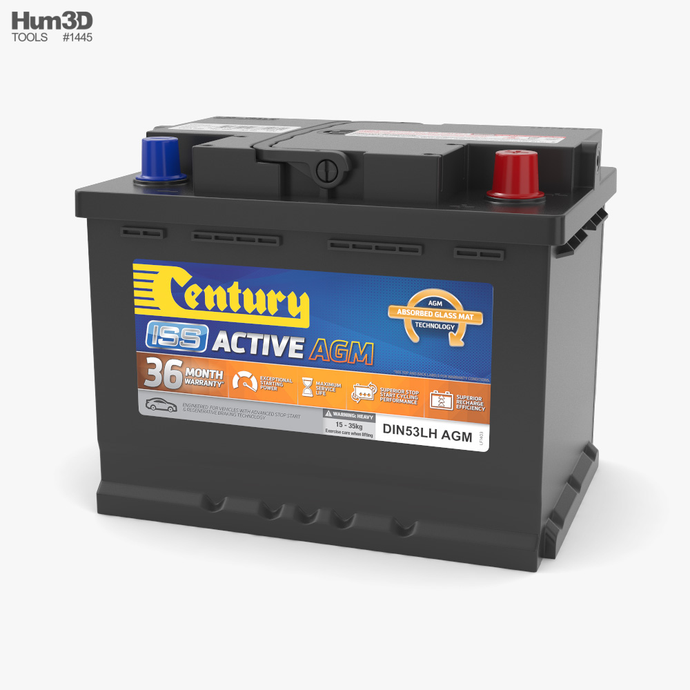 Century DIN53LH AGM Car Battery 3D model