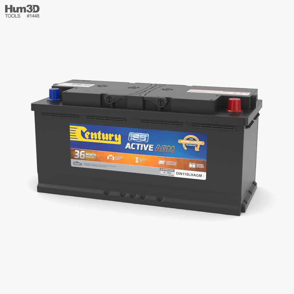 Century DIN110LH AGM Car Battery 3D model