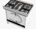 Hallman Gas Range 36 inch Single Oven Chrome Trim in White 3D 모델 