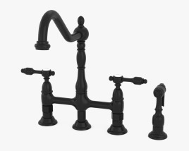 Kitchen Faucet with Brass Sprayer Matte Black 3Dモデル