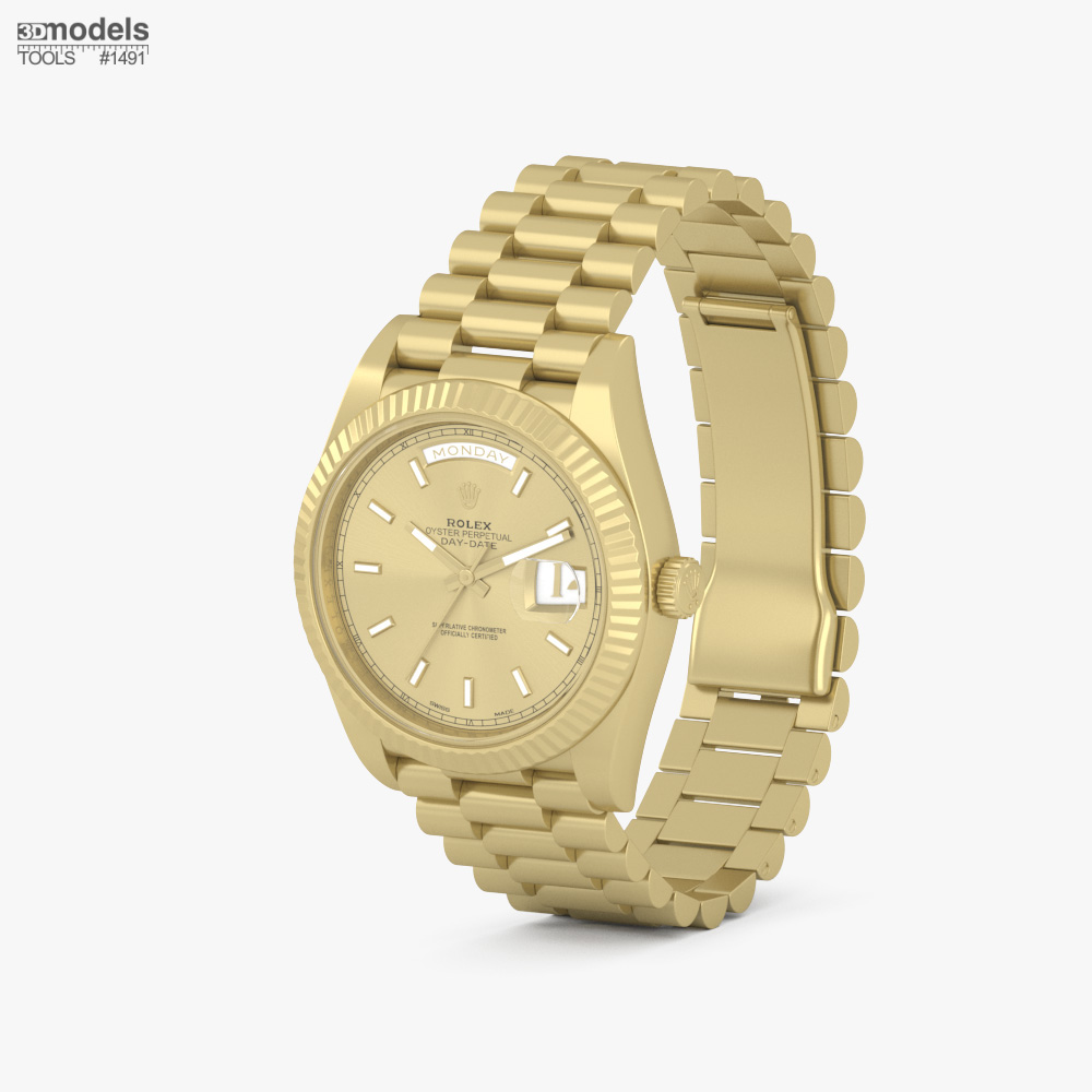 Rolex Day Date 36mm Yellow Gold Modello 3D
