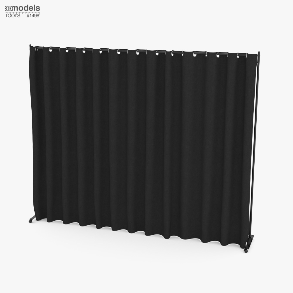 Curtain Room Divider with Wheels 3D-Modell