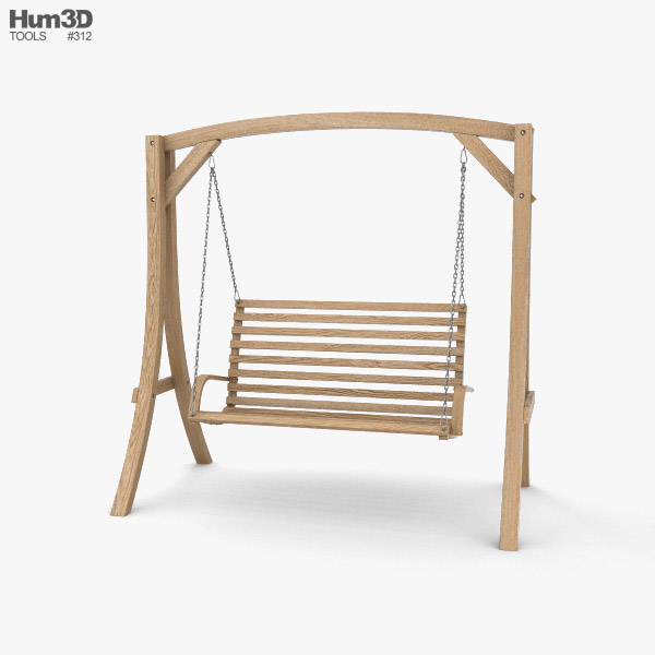 花园木制秋千椅 3D模型