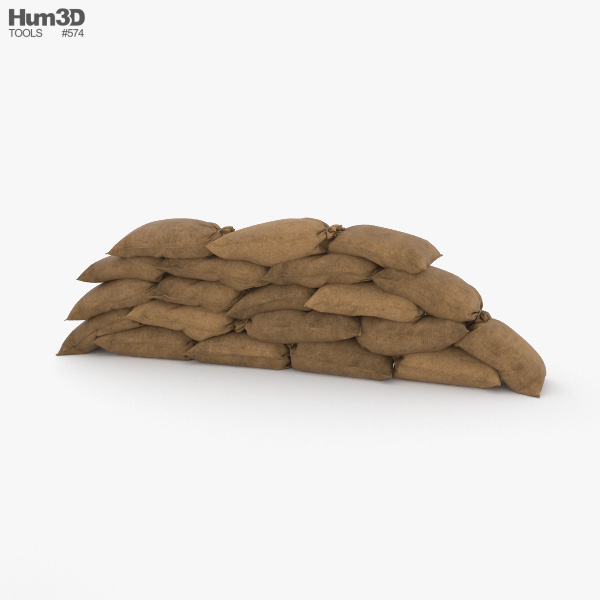Barricada de sacos de arena Modelo 3D