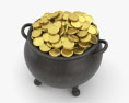 Pentola con monete d'oro Modello 3D