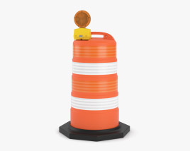 Traffic Road Barrel with Warning Light Modello 3D