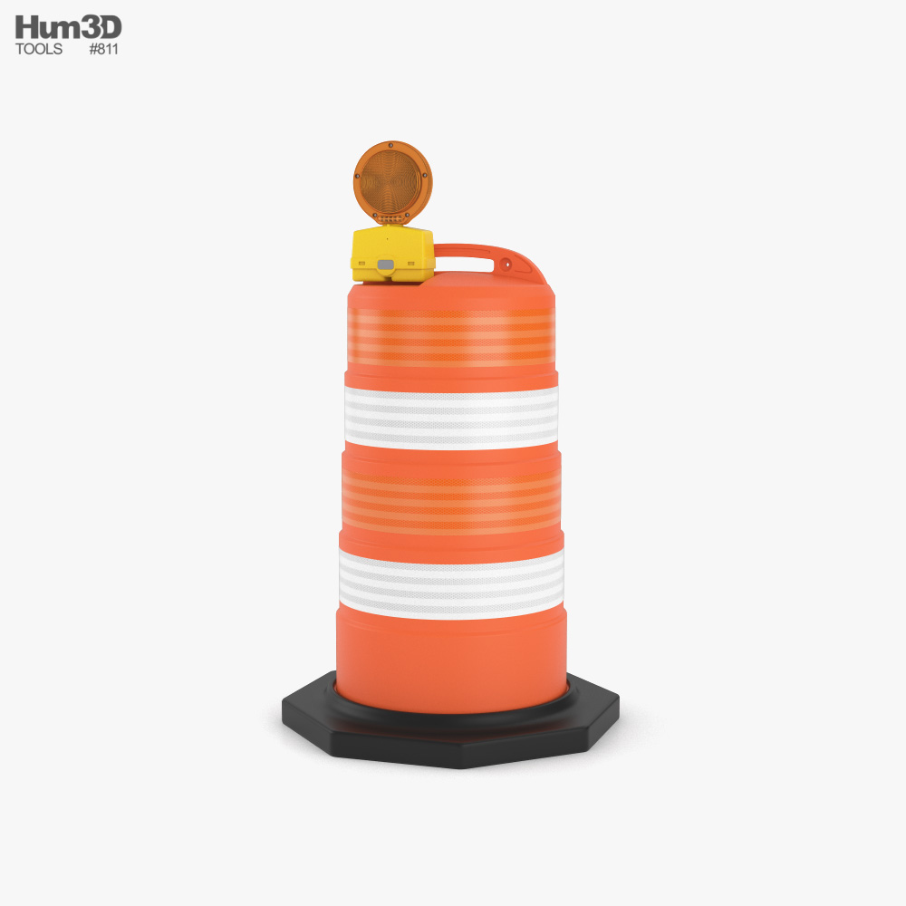 Traffic Road Barrel with Warning Light Modello 3D