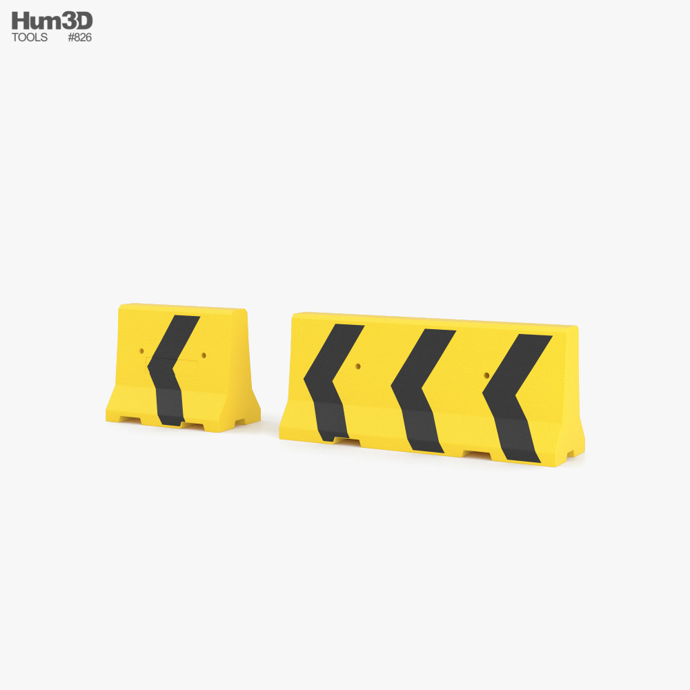 Setas de barreira de concreto amarelo-pretas Modelo 3d
