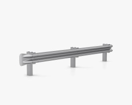 W-Beam Guardrail Barrier Ending 3D модель