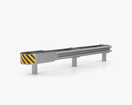 W-Beam Guardrail Barrier Double Sides Ending 3D model
