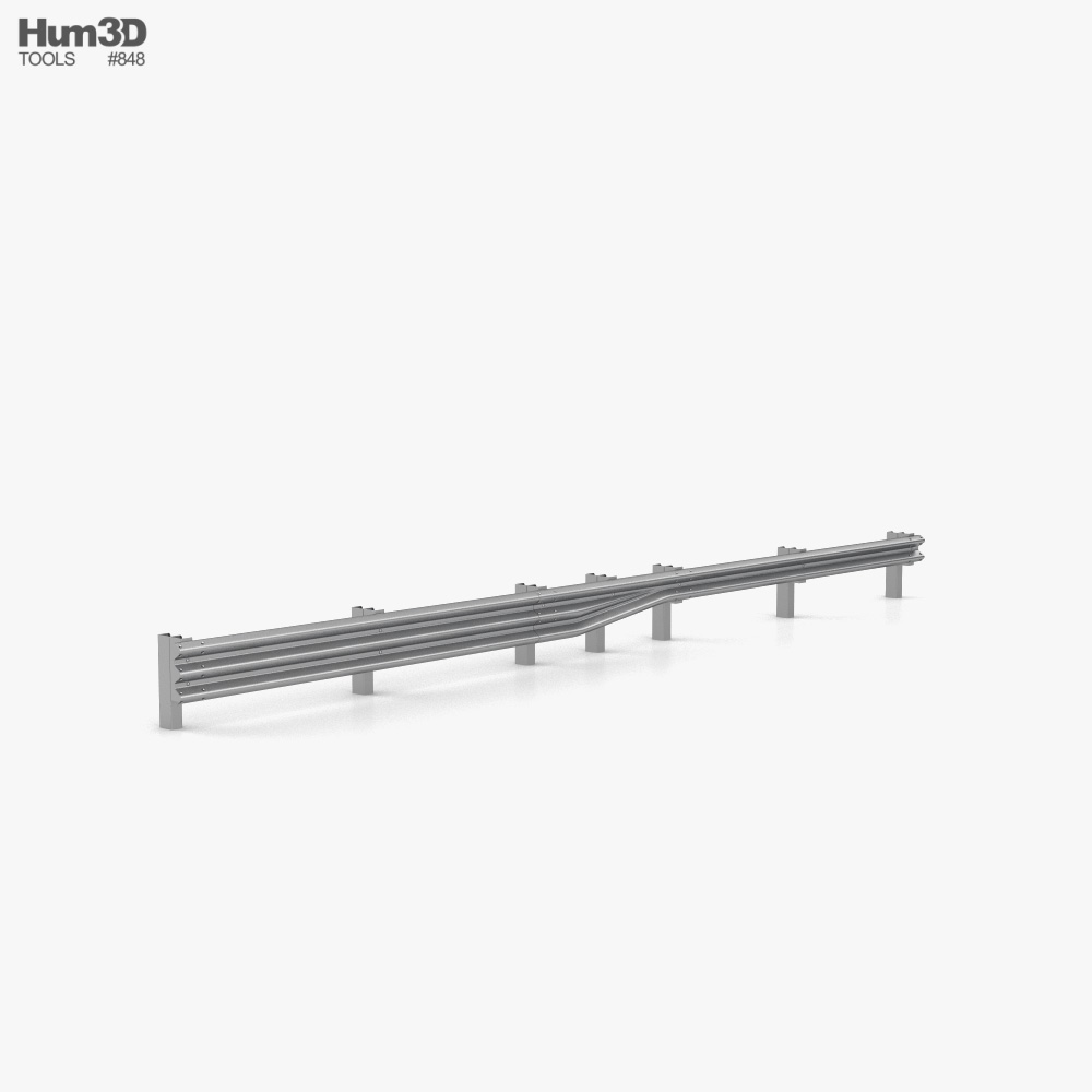 Thrie-Beam to W Beam Guardrail Barrier Transition 3d model