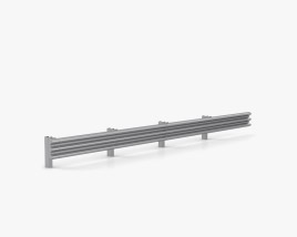 Thrie-Beam Guardrail Barrier 3D model