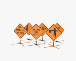 Roadwork Signs on Dynalite Stand 3D 모델 