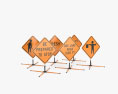 Roadwork Signs on Dynalite Stand 3Dモデル
