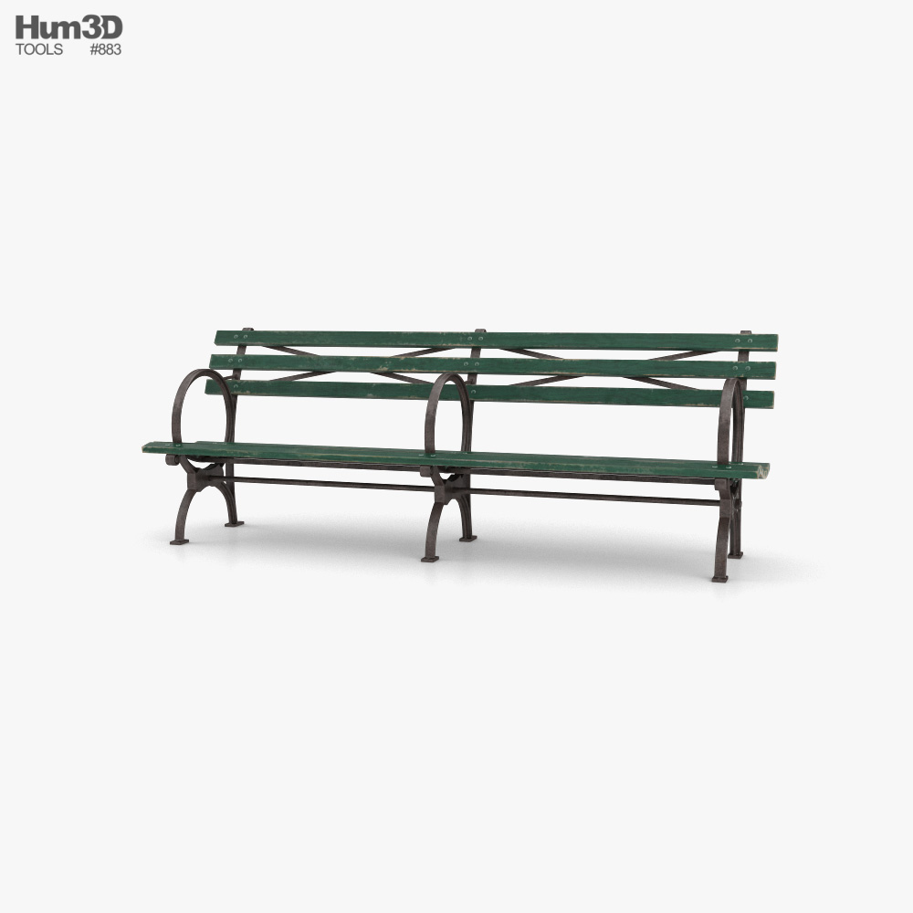 Long Green bench 3D model