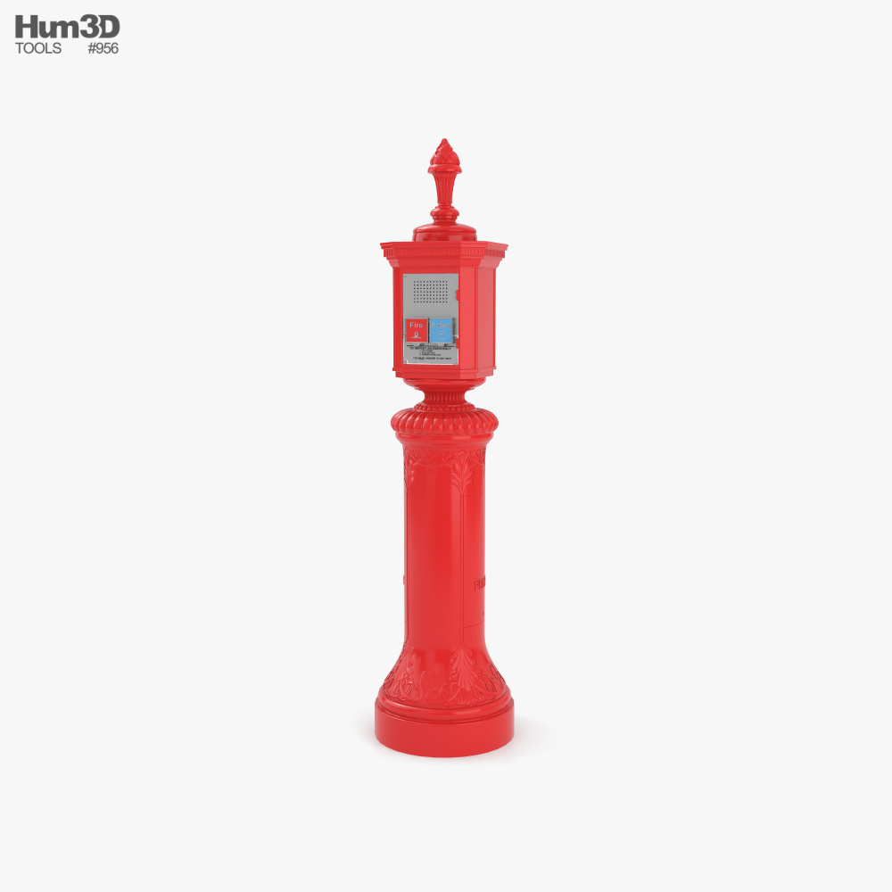 New York Fire and Police Call Box Old Style 3D model