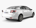 Toyota Avensis 세단 2012 3D 모델  back view