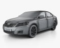 Toyota Camry 2011 with HQ interior 3d model wire render