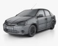 Toyota Etios 2014 3D-Modell wire render