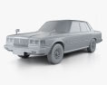 Toyota Crown 세단 1979 3D 모델  clay render