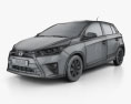 Toyota Yaris 5도어 해치백 2017 3D 모델  wire render