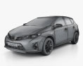 Toyota Auris 해치백 5도어 인테리어 가 있는 2016 3D 모델  wire render