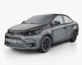 Toyota Yaris sedan mit Innenraum 2017 3D-Modell wire render