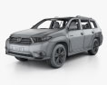 Toyota Highlander mit Innenraum 2014 3D-Modell wire render