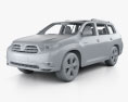 Toyota Highlander з детальним інтер'єром 2014 3D модель clay render