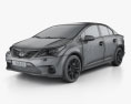 Toyota Avensis HQインテリアと 2015 3Dモデル wire render