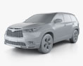 Toyota Highlander с детальным интерьером 2016 3D модель clay render