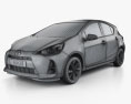 Toyota Prius C HQインテリアと 2014 3Dモデル wire render