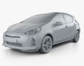 Toyota Prius C mit Innenraum 2014 3D-Modell clay render