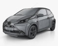 Toyota Aygo 3-Türer 2017 3D-Modell wire render