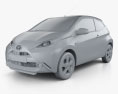 Toyota Aygo 3ドア 2017 3Dモデル clay render