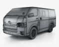 Toyota Hiace LWB Combi з детальним інтер'єром 2014 3D модель wire render