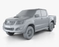 Toyota Hilux Doppelkabine mit Innenraum 2018 3D-Modell clay render