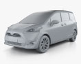 Toyota Sienta 2019 3d model clay render