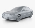 Toyota Avensis sedan 2002 3D-Modell clay render