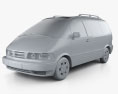 Toyota Previa 1999 3D-Modell clay render