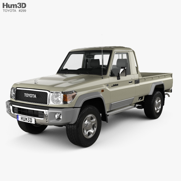 Toyota Land Cruiser Single Cab Pickup with HQ interior 2014 3D model