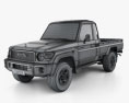 Toyota Land Cruiser Single Cab Pickup with HQ interior 2014 3d model wire render
