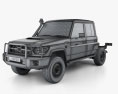 Toyota Land Cruiser (VDJ79R) Cabine Double Chassis 2016 Modèle 3d wire render