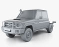 Toyota Land Cruiser (VDJ79R) Cabine Double Chassis 2016 Modèle 3d clay render