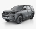 Toyota Fortuner HQインテリアと 2016 3Dモデル wire render