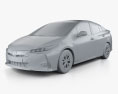 Toyota Prius Prime 2018 3d model clay render