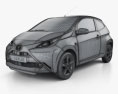 Toyota Aygo x-clusiv трьохдверний з детальним інтер'єром 2017 3D модель wire render