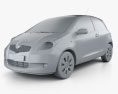 Toyota Yaris трьохдверний 2008 3D модель clay render