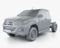 Toyota Hilux Extra Cab Chassis SR 2022 3Dモデル clay render
