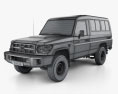 Toyota Land Cruiser (J78) Wagon HQインテリアと 2014 3Dモデル wire render